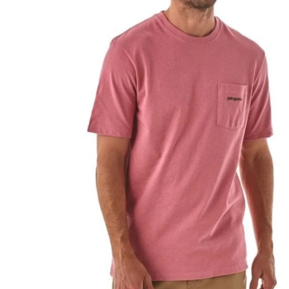Patagonia Mens Lined Logo Ridge Pocket Responsibili-Tee, S 100% Recycled Crew T